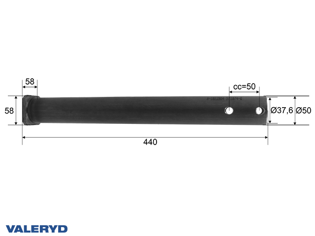 Cijev za amortizer naletne kočnice Al-Ko 161S / 251S, 1993-, Ø 50mm 