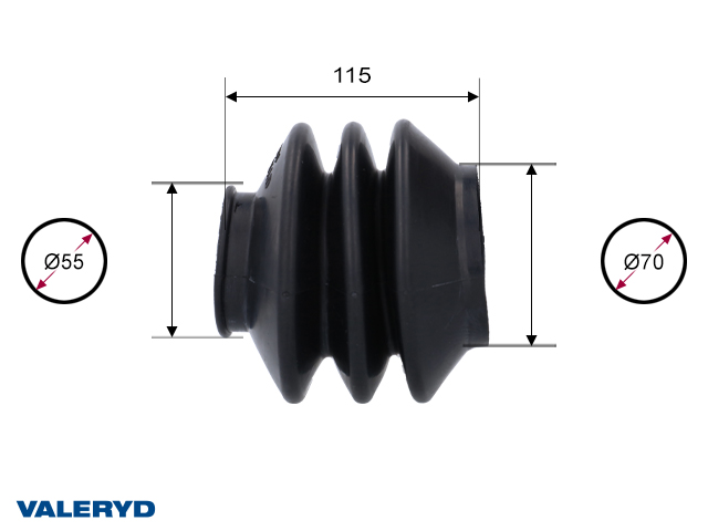 Rubber bellows fits Al-Ko 2,8VB/1 // 351 S/VB; 55/70 L=115