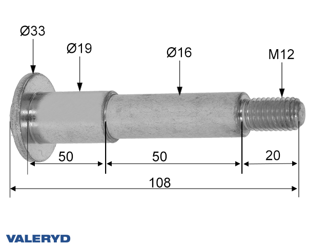 Axe darticulation M12 pour levier de frein à main  Al-Ko