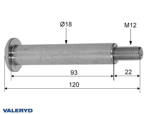 Laakeritappi M12 varten käsijarruvipu Knott 7,5/13/17/20, aut. KH/HF