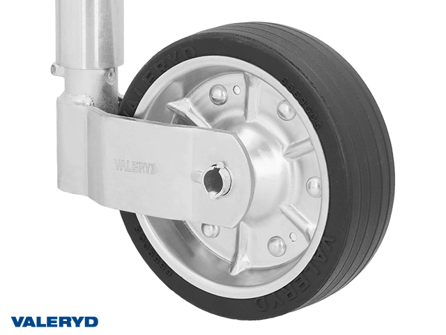 Støttehjul SS Ø48mm Stålfælge Fuld gummihjul 200x60mm Belastning 200 Kg