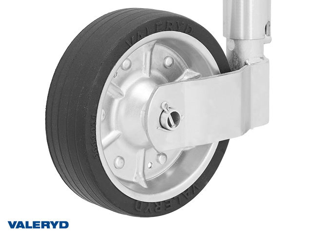 Støttehjul SS Ø48mm Stålfælge Fuld gummihjul 200x60mm Belastning 200 Kg