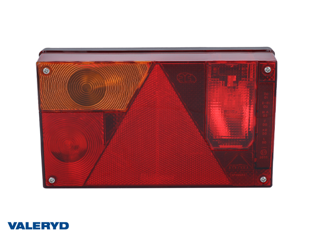 Tail light Aspöck Multipoint Left 240x140x52 with reflector, no. plate, fog light. Bayonet 5-pin 