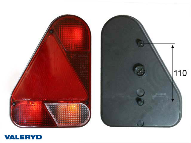 Tail light Ajba Ear Left 160x220x54 with triangle reflector. Bayonet connection 5-pin 