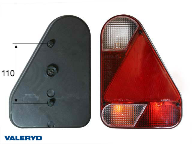 Tail light Ajba Ear Right 160x220x54 with triangle reflector. Bayonet connection 5-pin 