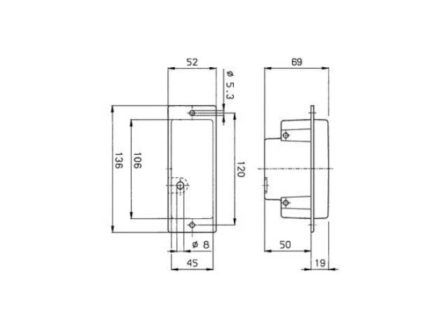 Nebelschlussleuchte Jokon; 136x52x69; CC=120mm