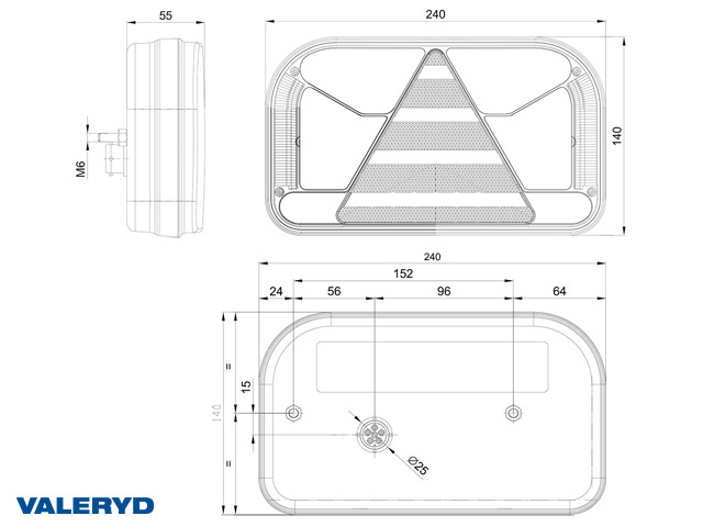 Rücklicht SCANDI-170; R; 240x140x55; LED 12V; Bajonett 6-pol.