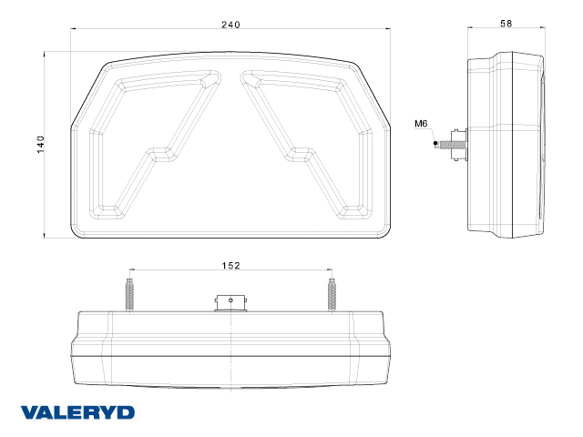 LED Baklys SCANDI-372 Ve 240x140 mm 12-36V Bajonetforbindelse 6-polet