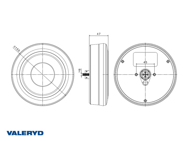 LED-baglygte SCANDI-314 krom Valeryd højre/venstre Ø155×39mm 12-36V, bayonetforbindelse 5-pol