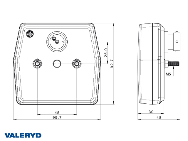 LED Sumuvalo, 99,7x92,7x30, Bajonettiliitin, 2 x M5 ruuvilla CC=45mm