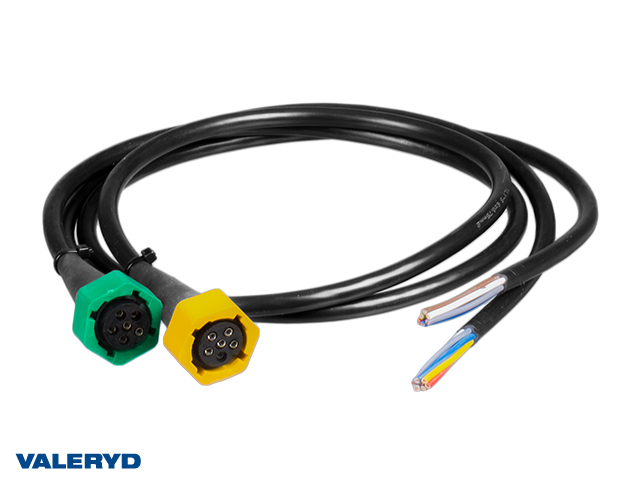 Adapter Valeryd fra bajonett til løse kabler 6st ledare, venstre/gul, 1m kabel (2-pakke)
