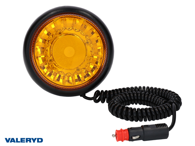 LED Warning light yellow , Cable 7.8 m , connection for cigarette lighter. Magnetic mount 
