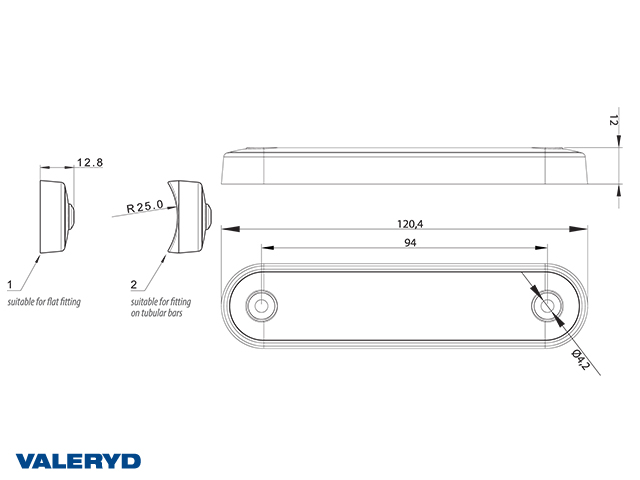 LED Positionsleuchte Valeryd 120,4x12,8mm weiß 12-36V mit 150mm Kabel