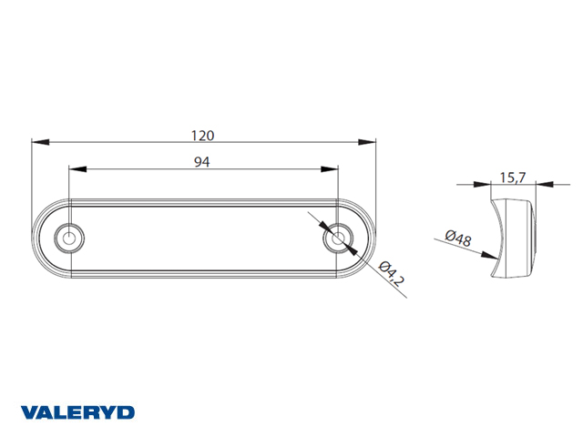 LED Positionsleuchte Valeryd 120,4x12,8mm weiß 12-36V mit 150mm Kabel