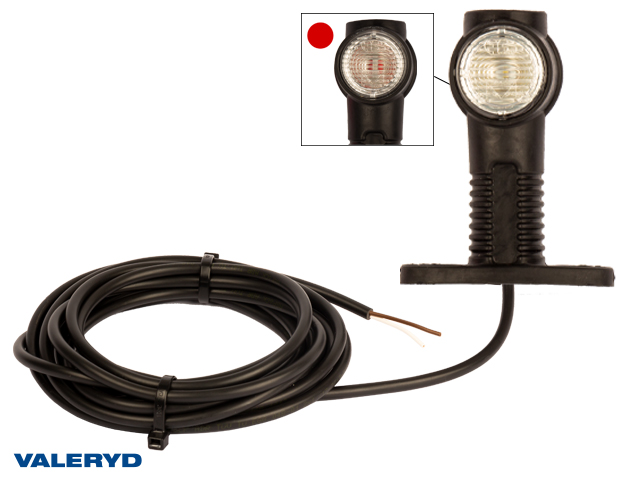 LED Breddemarkeringslys Aspöck Superpoint III 130x101x56mm Hø/Ve rød/hvid 24V, 4m åbent ende kabel