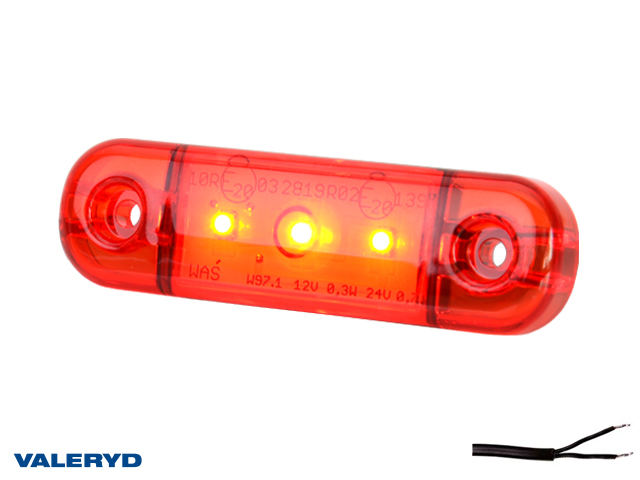 LED Positionslys WAŚ 83,8x24,2x10,4 rød 230mm kabel