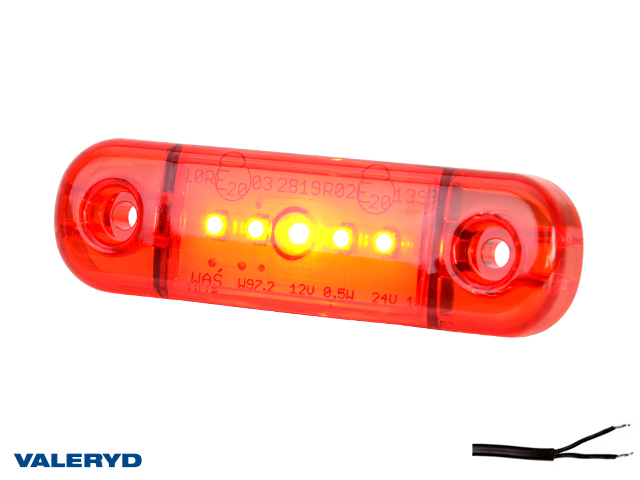 LED Positionslys WAŚ 83,8x24,2x10,4 rød 230mm kabel