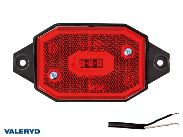 LED Posisjonslys Valeryd 96x42x33 rød med feste CC=86mm, 12-30V inkl. 450mm kabel