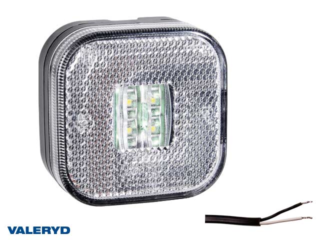 LED Positionsljus Valeryd 62x62x27 vit med reflex 12-30V inkl. 450mm kabel
