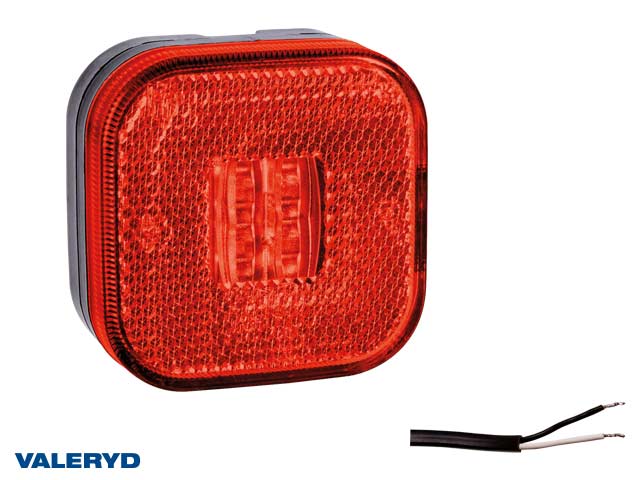 LED Positionsljus Valeryd 62x62x27 röd med reflex 12-30V inkl. 450mm kabel