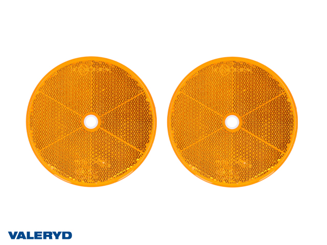 Round reflector 80 mm yellow screw hole (2 pack)