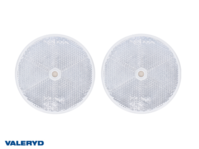 Round reflector 80 mm white self-adhesive and screw hole (2 pack)