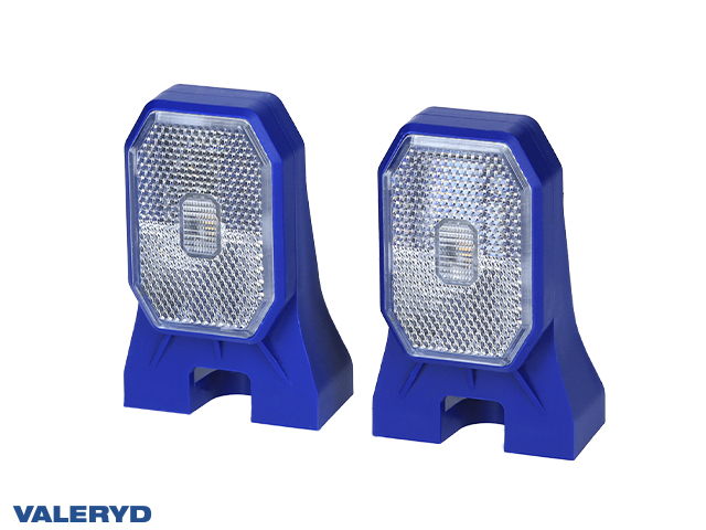 LED Posisjonslys Valeryd 100x63x46mm Hvit inkl. QS075 kontakt  Blå holder (2-pack) 