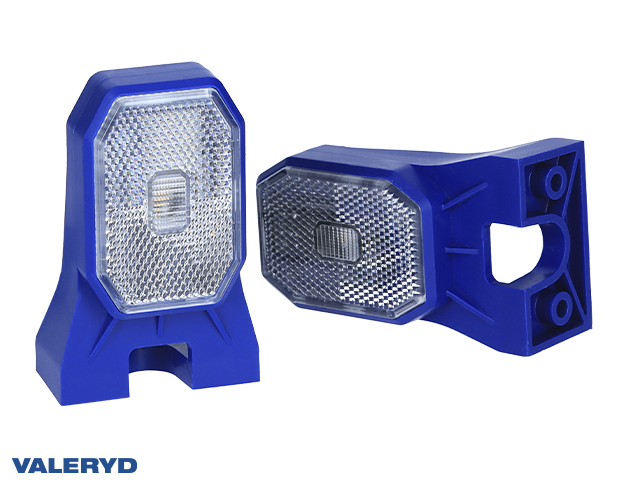 LED Posisjonslys Valeryd 100x63x46mm Hvit inkl. QS075 kontakt  Blå holder (2-pack) 