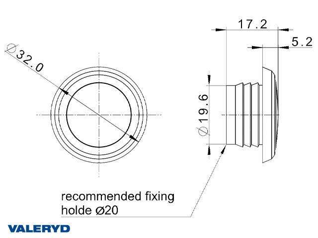 LED Feu de position Valeryd Ø32x17,2mm blanche 12-36V 0.15m de câble inclus