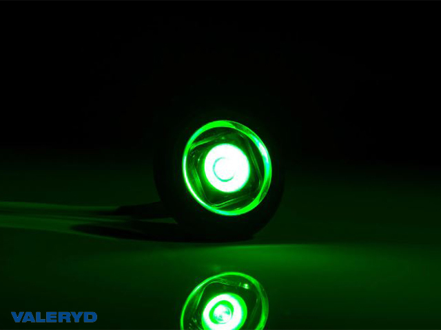 LED Position light Valeryd Ø32x17,2mm Green 12-36V incl. 0.15m Cable
