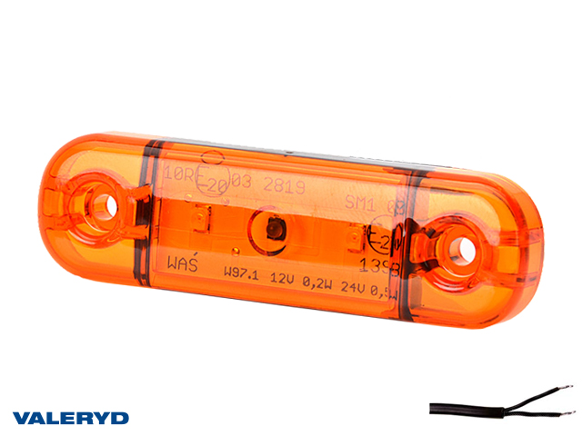 LED Sidemarkeringslykt WAŚ Hø/Ve 83,8x24,2x10,4 gul 230mm kabel