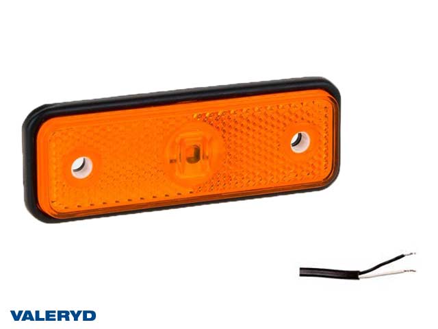 LED Sidemarkeringslykt Valeryd 102x36x17mm gul 12-30V med refleks inkl. 450 mm kabel