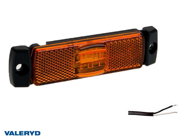 LED Sidemarkeringslys Valeryd 130x32x14,5mm gul 12-30V med refleks inkl. 450 mm kabel