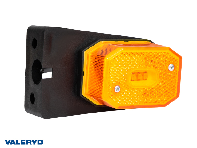 LED Sidemarkeringslys 64x42x28mm gul med feste CC=40mm, 12-30V inkl. 450mm kabel