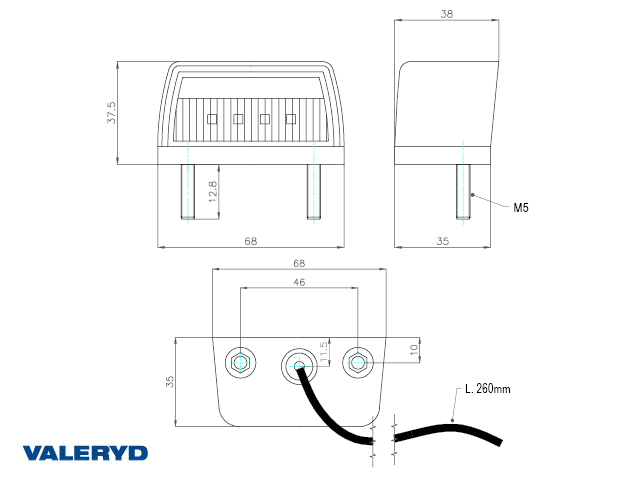 LED Number plate lamp Ajba 12/24V 68x37x38 mm