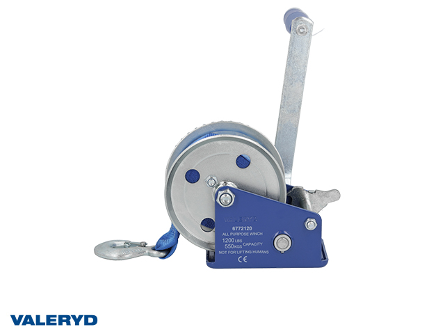 Winch VALERYD 1200lbs/550kg Including strap 50mm x 7m