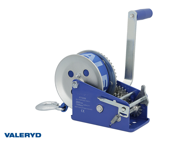 Winch VALERYD 2500lbs/1100kg Including strap 50mm x 10m