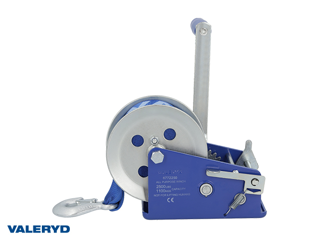Winch VALERYD 2500lbs/1100kg Including strap 50mm x 10m
