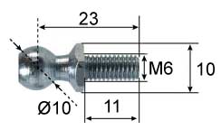 Pivot pour embout à rotule Ø10; L=23; M6