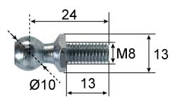 Pivot pour embout à rotule Ø10; L=24; M8