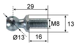 Pivot pour embout à rotule Ø13; L=29; M8