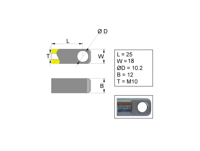 Boucle de fixation pour ressort à gaz; L=25; M10