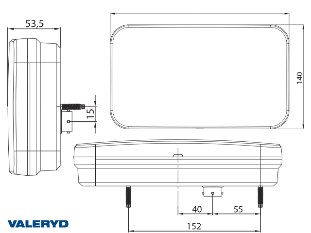 LED Baklampa SCANDI-370 Valeryd 12-36V, höger, 6-funktionell, bajonett 6-pol  — Valeryd NO