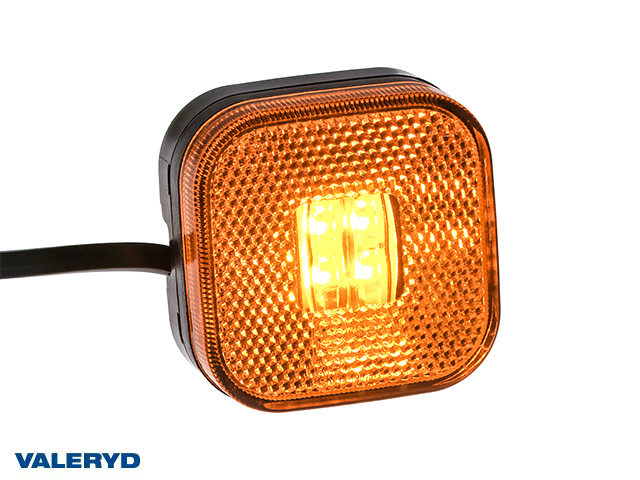 LED Sidomarkeringsljus Valeryd 62x62x27mm gul med reflex 12-30V inkl. 450mm kabel