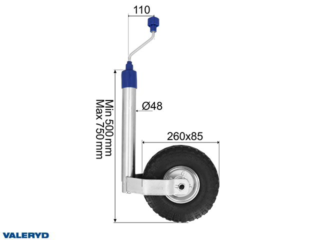 48mm Trailer Jockey Wheel With Pneumatic Air Tyre And Clamp - Unbranded